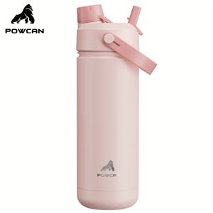 TEMU POWCAN 18oz 단열 물병, 2-in-1 빨대 및 주둥이 뚜껑, 24시간 냉장 보관, 누수 방지, 스포츠, 헬스장, 여행용 이중벽 스테인리스 스틸 물병