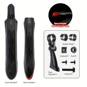 TEMU 웨스트 바이킹 1쌍 MTB 자전거 휠가드 반사 경고 마운틴 바이크 전후면 머드 가드 조절 가능한 사이클링 액세서리 (26-27.5인치용)