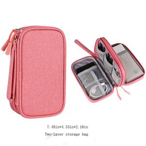 TEMU 디지털 액세서리용 다층 여행 수납함 - 파워뱅크, USB 드라이브, 헤드폰 및 충전 케이블 보호 케이스 - 내구성 있는 폴리에스터 소재 - 이동 중 보관 및 보호에 적합|보조배터리