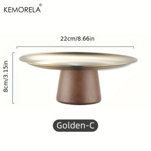 TEMU KEMORELA 1개 스테인리스 스틸 타워형 3단 과일 및 디저트 선반 목재 베이스 포함 - 홈 주방, 레스토랑, 파티, 결혼식용 우아한 케이크 트레이 - 내구성 있는 식품 안전 디스플레이 케이크, 과일, 페이스트리, 현대적인 주방 용품 | 광택 마감