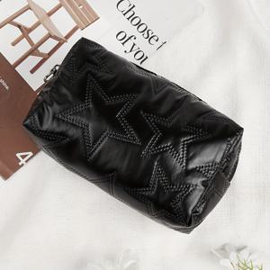 TEMU 고품질 PU 별 장식 화장품 파우치 - 핑크 & 화이트 메이크업 가방 폴리에스터 안감, 내구성 있는 여행용 세면도구 정리함 일상 및 여행용, 스타일리시한 세면 도구 정리함 | 파우치, 여행용 세면가방|파우치|화장품정리함