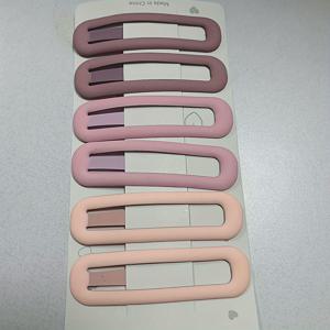 TEMU 여성을 위한 미니멀한 헤어 클립 세트, 6개 - 미끄러지지 않는 플라스틱 헤어 액세서리, 타원형 단색 바렛, 앞머리, 옆머리, 뒷머리에 다양하게 사용 가능, 14세 이상에 적합