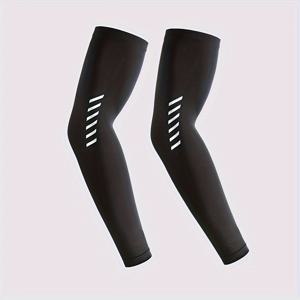 TEMU 2pcs 남녀공용 쿨 아이스 실크 팔 소매 - 빠른 건조, 통기성 폴리에스터, 농구, 테니스, 사이클링, 낚시 및 야외 스포츠에 이상적, 다크 블루와 화이트 , 스포츠 팔 소매 | 냉각 소매 | 통기성 아이스 실크 원단|팔토시|쿨토시
