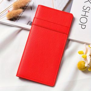 TEMU 슬림 허니 걸 여성용 롱 지갑, 12개 슬롯, 스냅 잠금, PU 가죽, 대용량 지폐 및 동전 지갑, 여행 문서 보관함, 폴리에스터 안감이 있는 캔디 컬러 정리함 - 광저우 생산