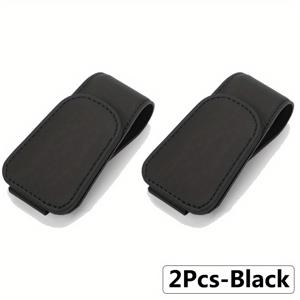 TEMU 2-팩 PU 가죽 자석 안경 홀더, 차량 선바이저용 플러시 마운트 안경 클립, 14세 이상 운전자용 인테리어 액세서리