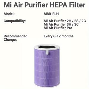 TEMU 1개 Mi 공기청정기 HEPA 필터 교체용 M8R-FLH - Xiaomi Mi 1, Mi 2 시리즈 (2S, 2C, 2H), Mi 3 시리즈 (3C, 3H), Mi Pro 호환 - H13 True HEPA 프리-필터 및 활성탄으로 3단계 여과, 우수한 공기질