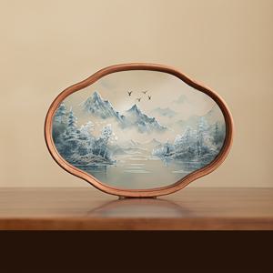 TEMU 라탄 산과 물 유리 화장품 보관 트레이, 건조 인퓨저 차 세트, 홈 소형 차 추출대, 거실 사무실 찻잔 홀더 트레이
