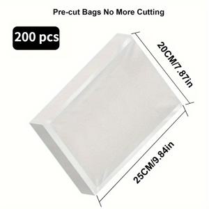 TEMU 200개 vacuum sealer bag set - 단일면 텍스처, BPA 프리 식품 보관 및 보존 bag, 조리된 식사용 패턴 디자인