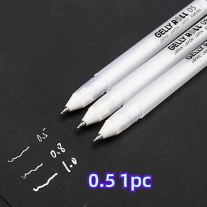 TEMU 1/3pcs 사쿠라 젤리 롤 젤 펜 화이트 컬러 0.5mm 0.8mm 1.0mm 하이 라이트 마크 펜 블랙 카드 보드 아트 페인팅 펜 화이트 라인 펜, 젤리 롤, 플라스틱 바디, 빠른 건조, 인