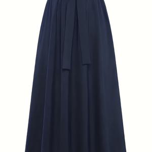TEMU 여성용 그린 플리츠 허리밴드 A라인 스커트 - 가벼운 논스트레치 기계 세탁 가능 솔리드 컬러 캐주얼 스커트, 봄/여름용, 우아한 사이드 보우 디테일로 캐주얼 및 정장에 어울림