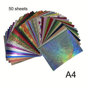 TEMU 50장의 A4 빈티지 혼합 색상 광택 패턴 종이 - 350gsm 두꺼운 크래프트 용지, 메탈릭 호일, 대리석 및 질감 디자인으로 스크랩북킹, DIY 공예, 콜라주 배경, 콜라주 재료에 적합한 빈티지 종이 디자인 | 다용도 크래프트 용지, 스크랩북킹 용지