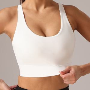TEMU 1PC 여성용 크로스 백심 스포츠 브라, 충격 방지 조끼, 달리기, 피트니스, 가슴 패드 포함, 요가 브라|요가|요가복