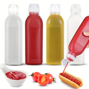 TEMU Zlxtxpor 4개 조미료 압착 병 - 17oz (500ml) - 케첩, 샐러드 드레싱 및 바비큐 소스에 적합 - BPA 프리 플라스틱, 쉬운 세척