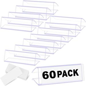 TEMU 30/60개 재사용 가능한 플라스틱 선반 라벨 랙, 소매점 및 쇼핑 센터용 투명 와이어 뚜껑 인서트, 내구성 있는 ABS 소재, 사무실, 식당, 실험실 설정, 소매 디스플레이, 상점 전면 장식에 이상적 | 투명 라벨 홀더 | 세련된 흰색 선반