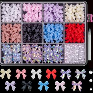 TEMU 3D 네일 아트 장식 키트, 리본 펜던트, 플랫 펄, 보석 포함, 네일 아트, 의류 및 전화 장식용 DIY 네일 디자인 세트, 도구 포함 - 싱글 홀 펜슬 깎이, 도팅 펜, 무향
