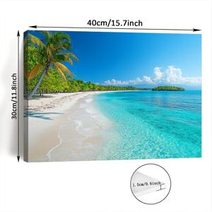 TEMU 방 장식 1pc 트로피컬 비치 캔버스 벽화, 팜 트리, 파란 물, 흰 모래가 있는 직조 프린트, 독신 파티 홈 데코, 11.8x15.7 인치, 이상적인 크리스마스 선물