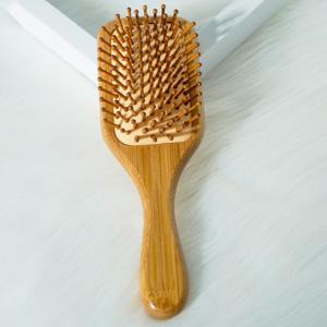 TEMU 두피 마사지 및 머리 엉킴 풀기용 사각 브러시가 있는 대나무 헤어 브러쉬 - 일반 모발 유형을 위한 부드러운 플라스틱 브러실 - 고품질과 내구성 디자인의 두피 마사지 도구 | 천연 나무 느낌