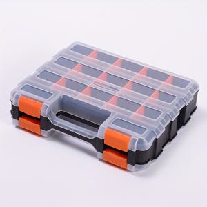 TEMU 1/2pcs 내구성 있는 플라스틱 도구 정리 상자, 사용자 정의 가능한 분리판이 있는, 34개의 구획으로 스크루, 너트, 작은 부품을 보관할 수 있는, 비수면 방지, 블랙과 오렌지
