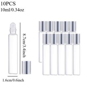 TEMU 10개 에센셜 오일 롤러 병 세트, 유리 & 앰버, 10ml/0.34oz & 5ml/0.17oz, 손세척전용 가능, 둥근 무향, 여행, 향수, 립글로스용 캡 포함