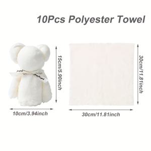 TEMU 10개입, 화이트 귀여운 모양 타월 세트 - 코랄 벨벳 소형 곰돌이 타월 선물세트, 어버이날, 크리스마스, 발렌타인데이, 결혼식, 생일 및 샤워 파티 선물용