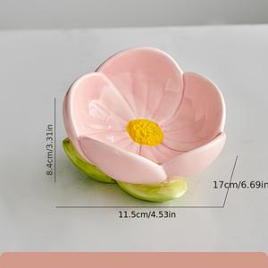 TEMU 1개 핑크 튤립 모양 세라믹 보관 트레이, 장식용 아트 홈 데코, 광택 마감, 보석 및 열쇠 보관에 이상적, 매력적인 선물, 홈 데코용 트레이