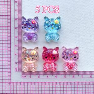 TEMU 5개 세트의 다양한 색상과 모양의 고양이 모양의 수지 액세서리, DIY 공예용으로 적합하며, 폰 케이스 및 장식용 재료로 사용할 수 있습니다.