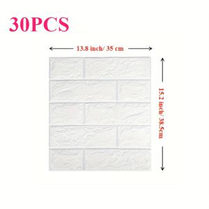 TEMU 30/60/120개, 3D 벽 타일 스티커, 흰색, 자체 접착, 방수 및 세척 가능, 주방, 욕실, 거실에 완벽 - 세련된 홈 데코