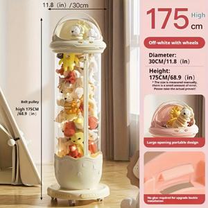 TEMU 1pc 투명한 둥근 인형 보관용품 바구니, 바퀴가 달린 다용도 지퍼 스타일 - 가정용 정리 솔루션으로도 사용 가능, 생일 및 휴일 선물로도 사용 가능