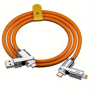 TEMU 4-in-1 고속 충전 케이블 USB A & USB C, 아이폰 16/15 시리즈, 아이폰 14/13/12/11 시리즈, 삼성, LG, 모토, 구글 픽셀, 최대 출력 65W, 태블릿 및 스마트폰용 USB-C 케이블, 충전용 USB 케이블|C타입충전기