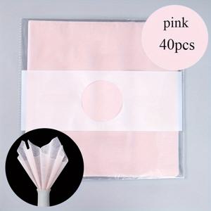 TEMU 40pcs 핑크 추출 가능한 꽃다발 포장지 시트 - 반투명, 신선한 색상, 선물 포장 및 휴일 장식에 이상적, 크리스마스 테마 옵션 포함, 선물 포장지