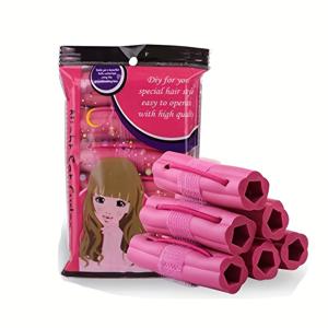 TEMU 6pcs 노열 헤어 스타일링 도구 - DIY 컬러를 위한 대형 부드러운 스폰지 롤러, 여성용 핑크 헤어 롤러 세트, 사용하기 쉽고, 핑크 헤어 타이가 있는 열이 없는 컬링 키트, 완벽한 헤어 스타일을 위한 헤어 컬러, 아름다운 헤어를 위한 헤어 컬러