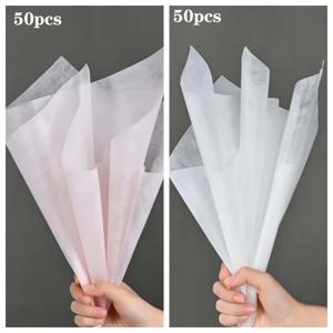 TEMU 100장(화이트 50장 + 핑크 50장) 꽃 포장지 - 고품질 밀크 프레쉬 부케 래핑 페이퍼, 플라스틱 또는 나무 표면용 우아하고 심플한 스타일의 선물 및 공예용 - 고급스러운 외관과 가벼운 소재의 꽃 포장지