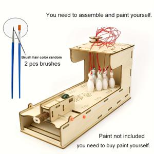 TEMU 1세트 3D 나무 볼링 퍼즐 키트 STEM 교육용 청소년 14+ 이상, DIY 색칠 과학 실험 세트 (색소 미포함, 브러시 헤어 컬러 랜덤)