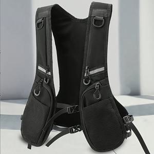 TEMU 남녀 공용 경량 스키 웨스트 가방 - 남녀용 조절 가능한 스포츠 가슴 팩, 운동, 달리기, 사이클링, 하이킹 및 캠핑을 위한 추가 저장 공간, 블랙 지퍼 클로저, 여러 포켓, 내구성 있는 폴리에스테르 소재|힙색