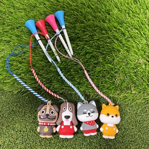 TEMU 귀여운 만화 골프 볼 티 홀더 4개 세트 + 방지 로프 포함 - 내구성 있는 고무 및 플라스틱 83cm 골프 액세서리, 갈색/회색/노랑 - 골프 애호가를 위한 완벽한 선물 (부활절, 어머니날, 발렌타인데이)