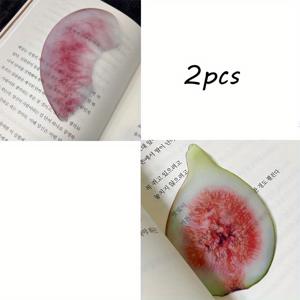 TEMU A Plus Reading - 복숭아와 포도 / 레몬과 오렌지 두 개의 피아노 비닐 북마크 세트, 사무용품, 독서 액세서리에 적합 | 과일 테마 | 내구성 있는 북마크, 과일 북마크