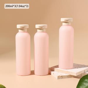 TEMU 3개 200ml 리필 가능한 스퀴즈 병, 플립 캡, 투명 색상, 샴푸, 컨디셔너, 크림, 로션용 방수 플라스틱 여행용 컨테이너 - 그린 & 핑크, 로션 여행 병, 빈 병, 여행 액세서리
