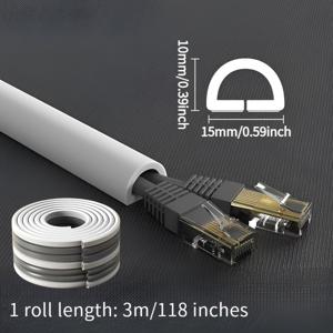 TEMU 1 롤 자체 접착 고무 케이블 숨김 장치, 118 인치 PVC 케이블 관리 커버 벽 및 바닥 전선 보호, 쉬운 설치 절연 보호 장치