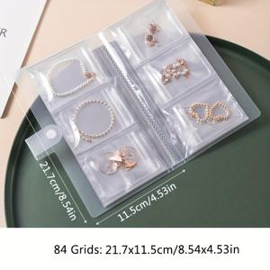TEMU 84-Grid 휴대용 플라스틱 보석 정리 앨범, 84/160 투명 포켓 포함 - 귀걸이, 반지, 목걸이용 여행용 보석 정리 앨범 - 산화 방지 지퍼 밀봉 가방, 높은 용량 디스플레이 박스, 보석 보관, 사진 앨범 카드 보관, 보석 롤에 적합|귀걸이|반지|링귀걸이