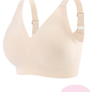 TEMU 고급 비즈 무선 브라 - 고무질, 통기성 및 편안한 여성용, 플러스 사이즈 (0XL-5XL), 일상적인 편안함|무봉제 디자인|取り外し可能 패드 브라