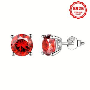 TEMU 925 스테인리스 실버 0.98g/0.035oz 패션 클래식 다색 6MM 라운드 자이콘 인레이 하이퍼제네틱 6가지 색상 중 선택 여성용 일상 착용 액세서리 크리스마스 파티 데이 우아한 여성용 보석 선물