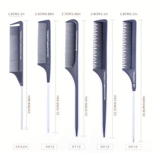 TEMU 5pcs TonyGroom 프로페셔널 헤어드레싱 테일 커브 세트, 탄소 섬유 모양의 플라스틱 브리스틀 핀리싱 커브, 내구성 있는 ABS 핸들, 스타일링, 살롱 및 가정용