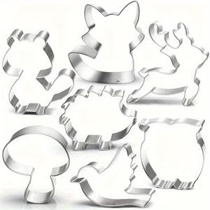 TEMU 레스토랑, 홈 베이킹 쿠키 몰드 7개 세트, 여우, 올빼미, 사슴, 새, , 다람쥐, 버섯, 숲 동물 쿠키 몰드, 휴일 파티에 적합