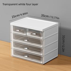 TEMU 다용도 대용량 서랍형 책상 정리함 - 메이크업, 사무용품, 화장품 및 세면도구용 방수 플라스틱 보관함 - 화장대, 욕실 및 작업 공간에 완벽, 가정용 정리용 보관함|화장대