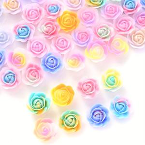 TEMU 100개 수지 꽃 봉오리 비즈, 미니 형광 플랫백 장식 - 장신구, 매니큐어, 헤어 액세서리 - 공예 모음 키트