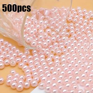 TEMU 500개 6mm 수지 비즈로 보석 제작, 팔찌, 목걸이, 귀걸이, 매력을 위한 DIY 공예 용품 - 수공 및 패션 액세서리를 위한 미리 구멍이 뚫린 라운드 비즈 어썰트먼트