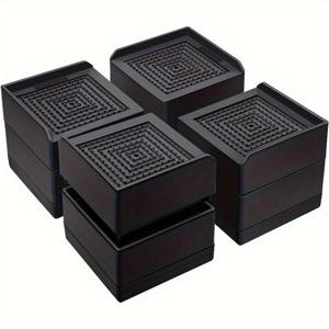 TEMU 4-팩 침대 리프터, 내구성 있는 PP 플라스틱, 조절 가능한 가구 리프트 블록 (침대, 소파, 책상, 의자), 손쉬운 손세척, 1300파운드 지지, 3인치 높이 조절