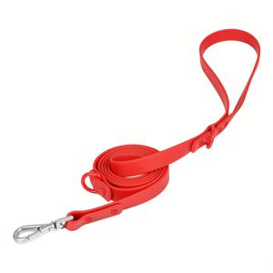 TEMU 6피트 내구성 PVC 방수 개 목줄 - 쉽게 청소할 수 있는, 안전한 야외 산책을 위한 금속 손잡이 & D-링이 있는 레드