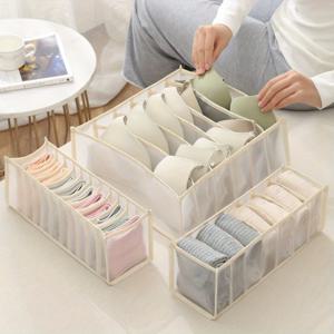 TEMU 3pcs 폴리아미드 옷 옷장 보관 상자 세트, 단색 니트 원단 옷장 정리함, 6/7/11 메쉬 브래지, 팬티, 양말, 옷, 접이식 옷장 바구니, 양말 랙 포함