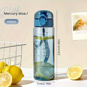 TEMU 780ml/26.4oz 지중해 그리스 스타일 투명 스포츠 물병 - 